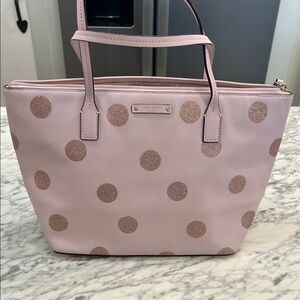 Kate Spade Light Pink Tote with Glitter Polka Dots